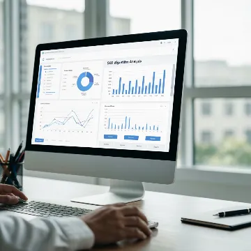 SEO algorithm analysis and data insights on a screen