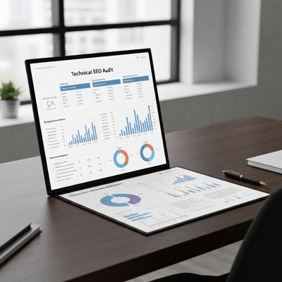 Detailed technical SEO audit report showing data analysis and recommendations