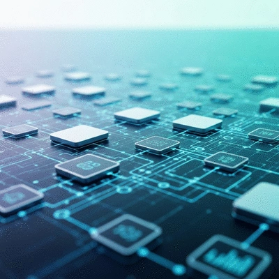 Modern digital landscape with interconnected devices and abstract data flows, representing GEO